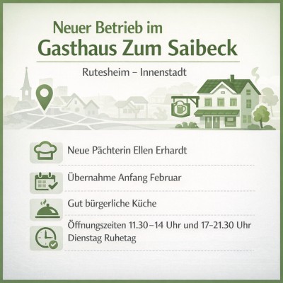 Gasthaus „Zum Saibeck“ in Rutesheim mit neuer Pächterin